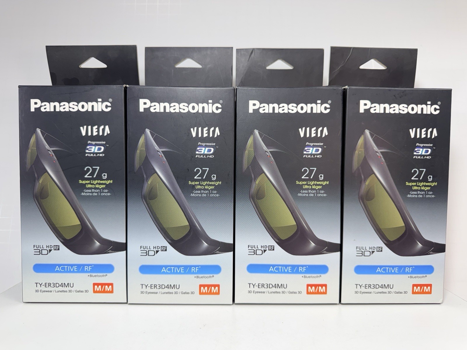 Panasonic Viera 3D Glasses TY-ER3D4MU (4) Pair w/ Charging Cords (2) / In Boxes