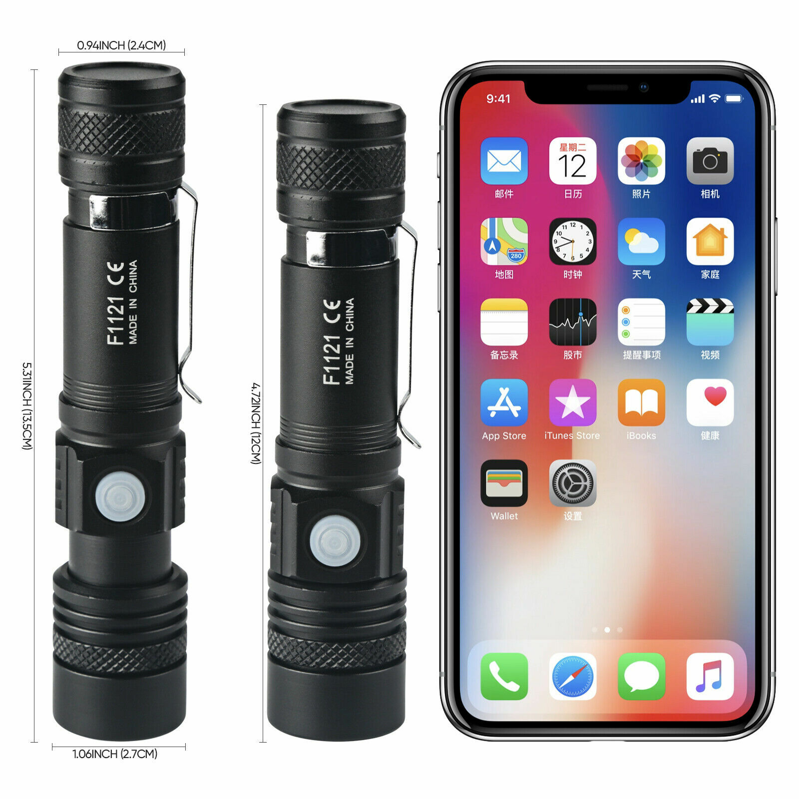 2 PACK Bright Flashlight 3Modes Rechargeable USB LED Tactical Zoomable Torch