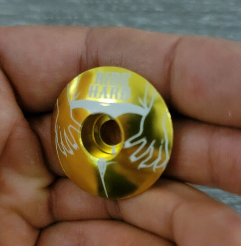 Ride Hard Hot Girl Butt Bike Stem Top Cap 1 1/8" Gold Booty