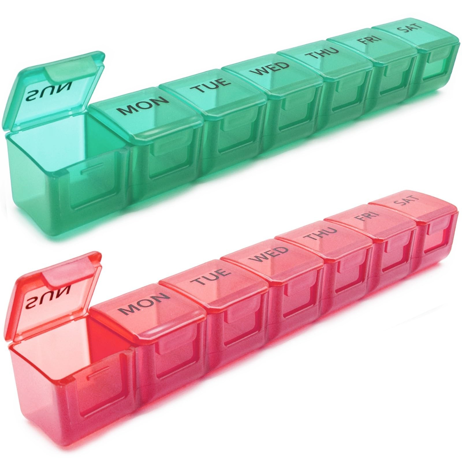 2 Pack Weekly Pill Organizer, Large 7 Day Pill Case, Daily Vitamin Case Medic...
