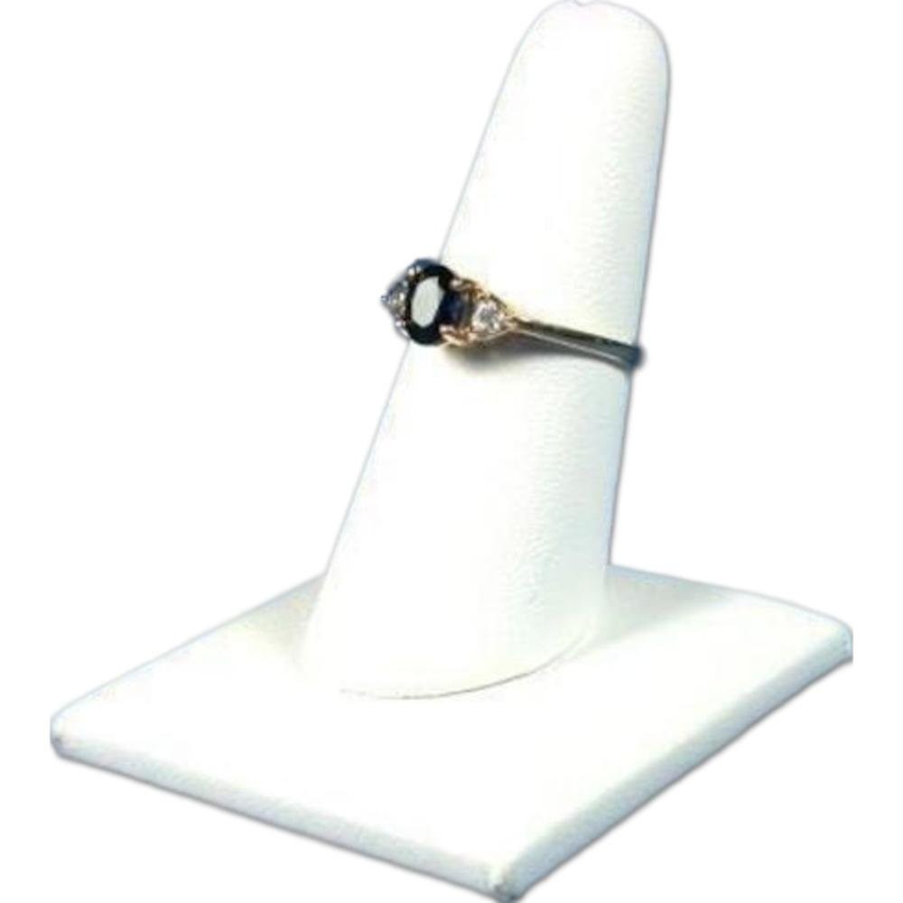 White Leather Ring Finger Display Jewelry Showcase