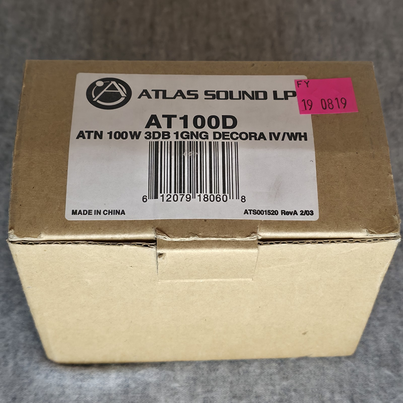 Atlas Sound AT100D 100W Auto Transformer Decora Style Hard Wire Dimmer, IV/Wh