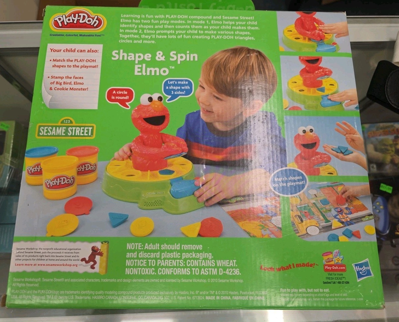 BNIB Sesame Street Play-Doh Shape & Spin Elmo Playset New