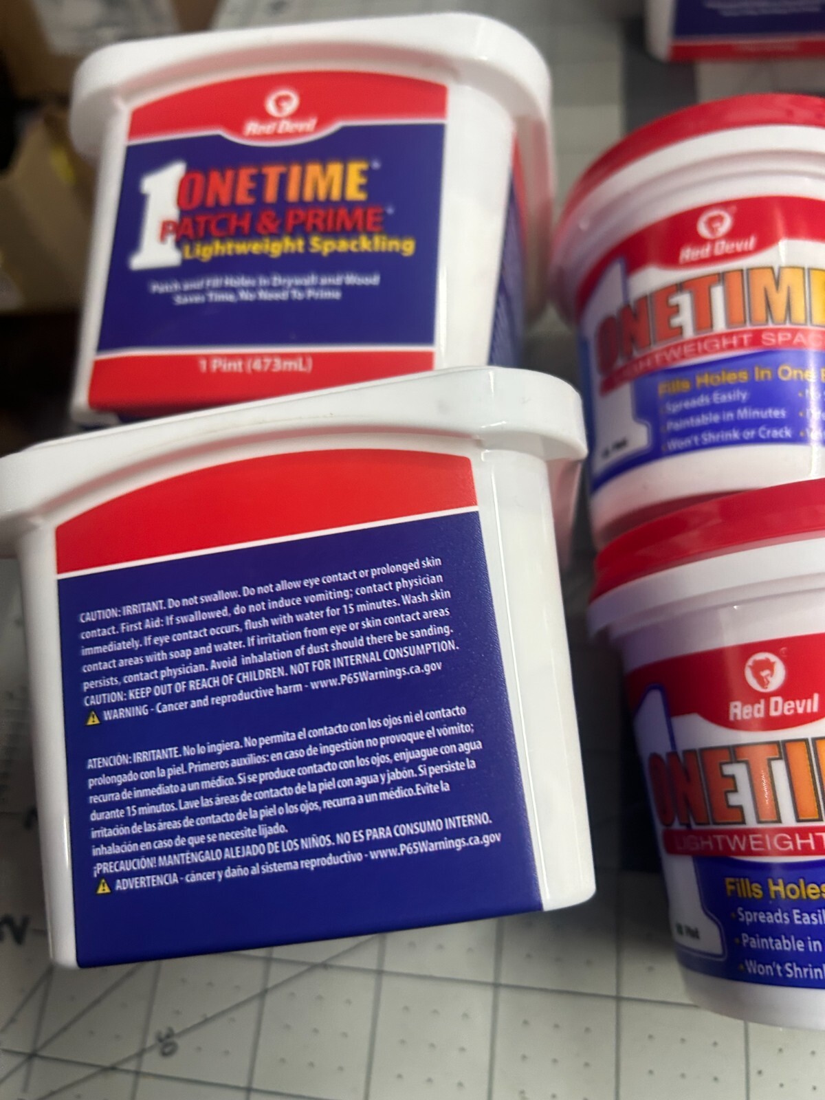 5-pack lot Pint Red Devil Onetime Patch & Prime Lightweight Spackling White 0540