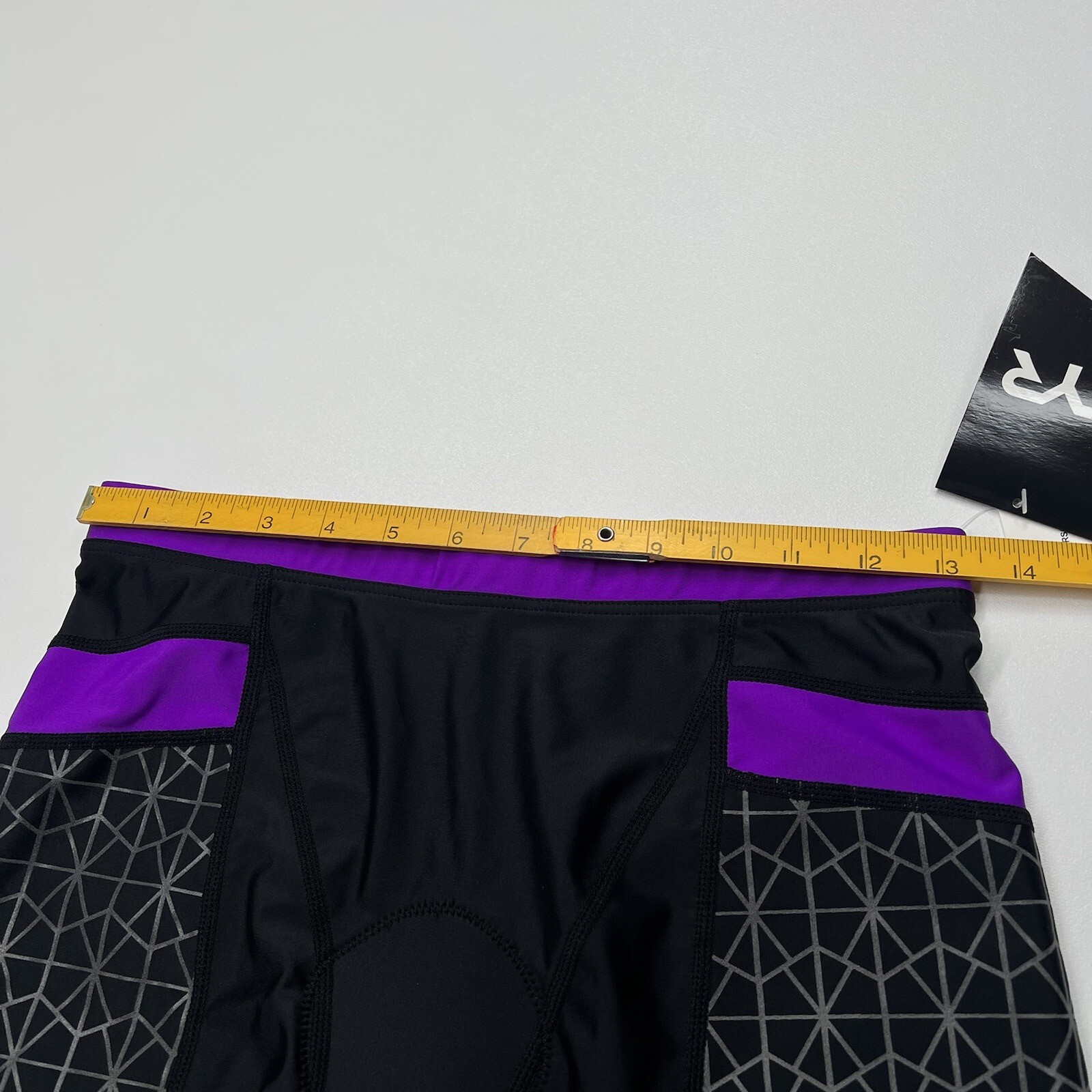 TYR Women's XL Black Purple 6" Triathlon Exercise Bike Shorts COMPETITOR New