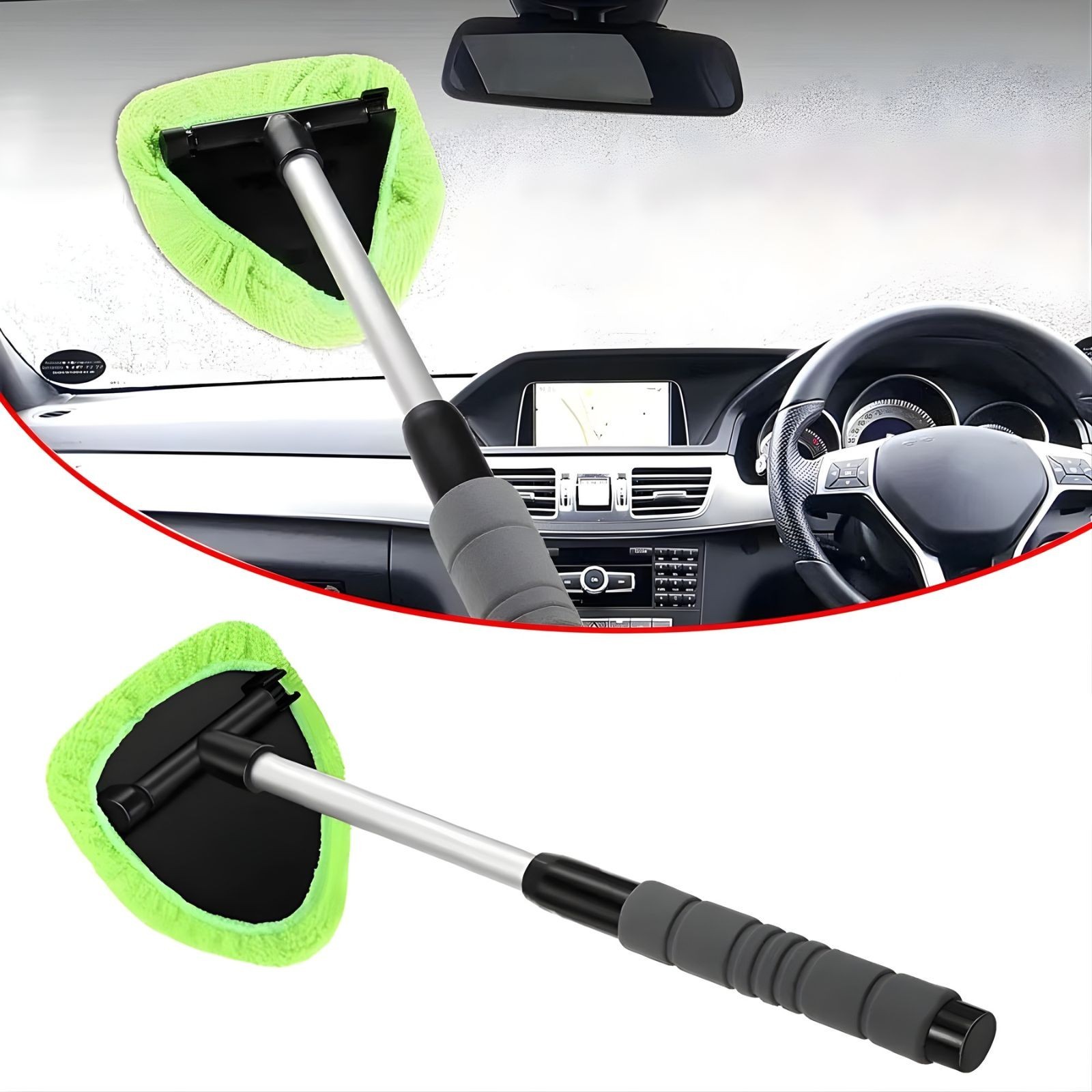 1 Pc Telescopic Car Window Cleaner Extendable Microfibre Windshield Brush To