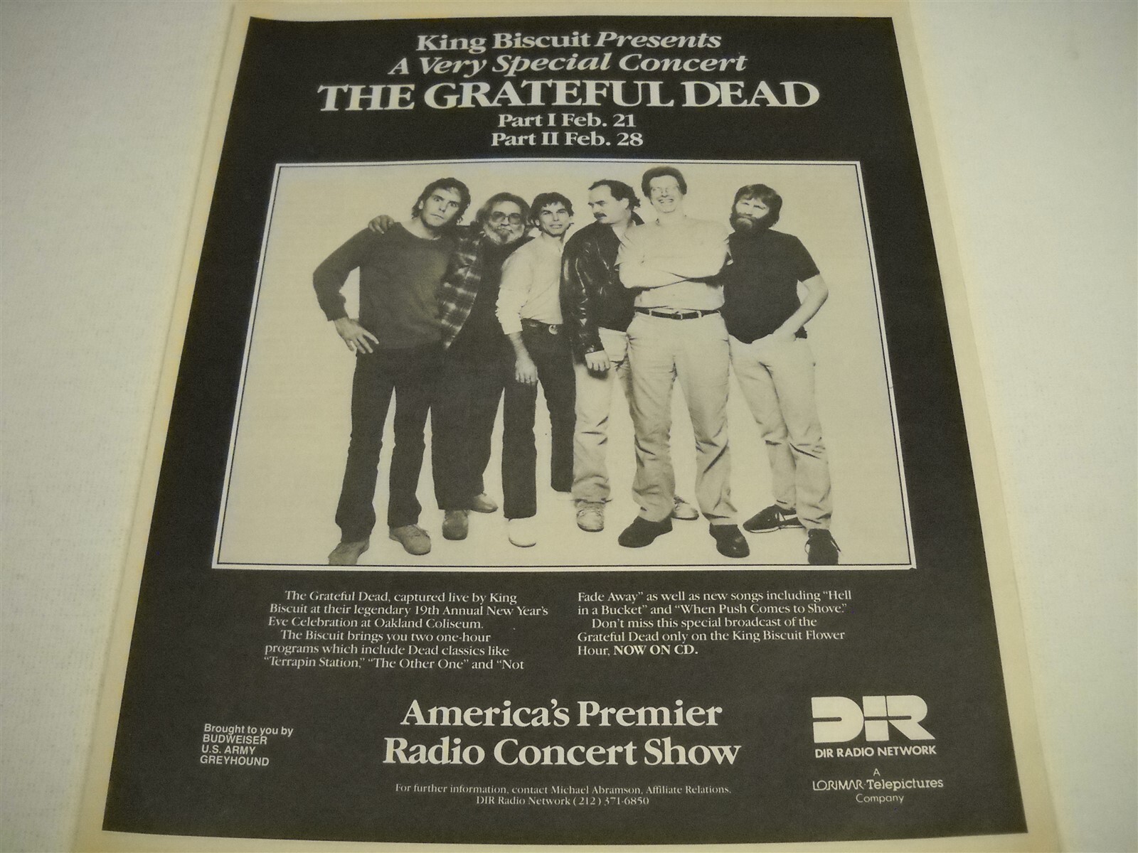 GRATEFUL DEAD on America's Premier Radio Concert Show K.B. 1988 Promo Display Ad