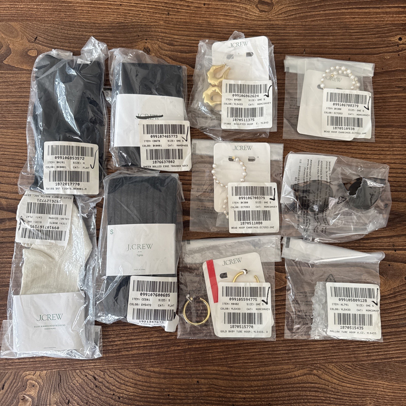 Bundle of 10 J.Crew New Accessories– Sunglasses Jewelry Socks Tights