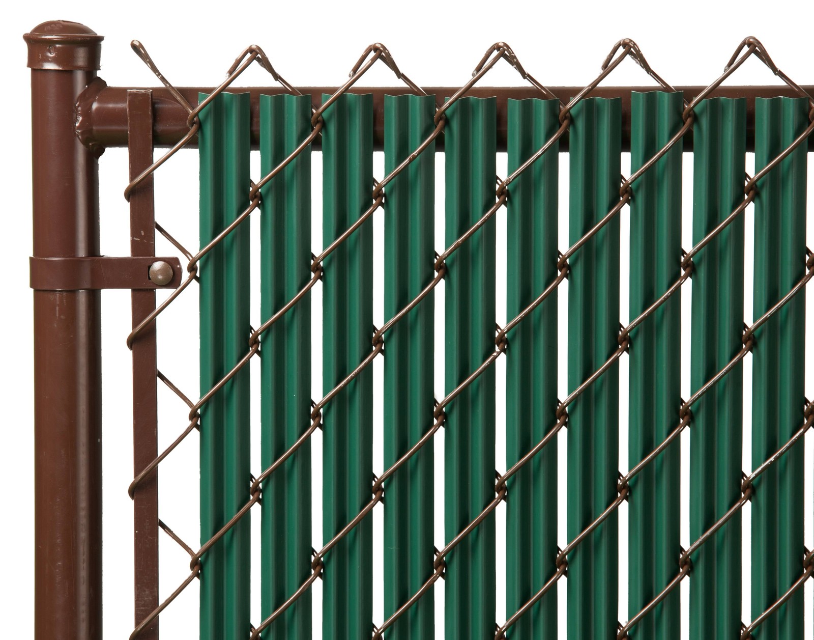 4 Foot Green Chain Link Fence W/ Ridged Slats & Rust Resistant For Backyard