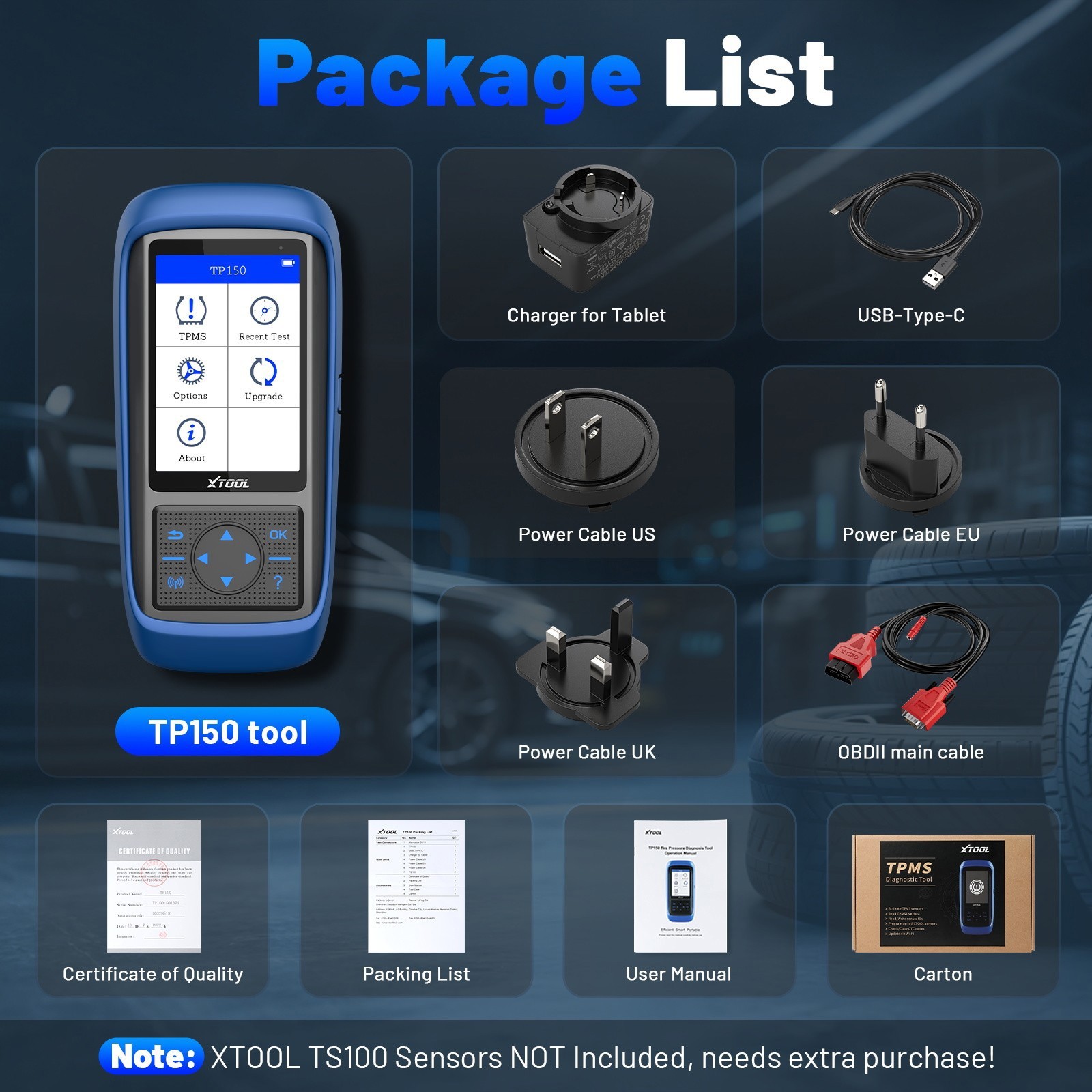 XTOOL TP150 TPMS Programming Tire Pressure Sensor Relearn Reset Activate Tool