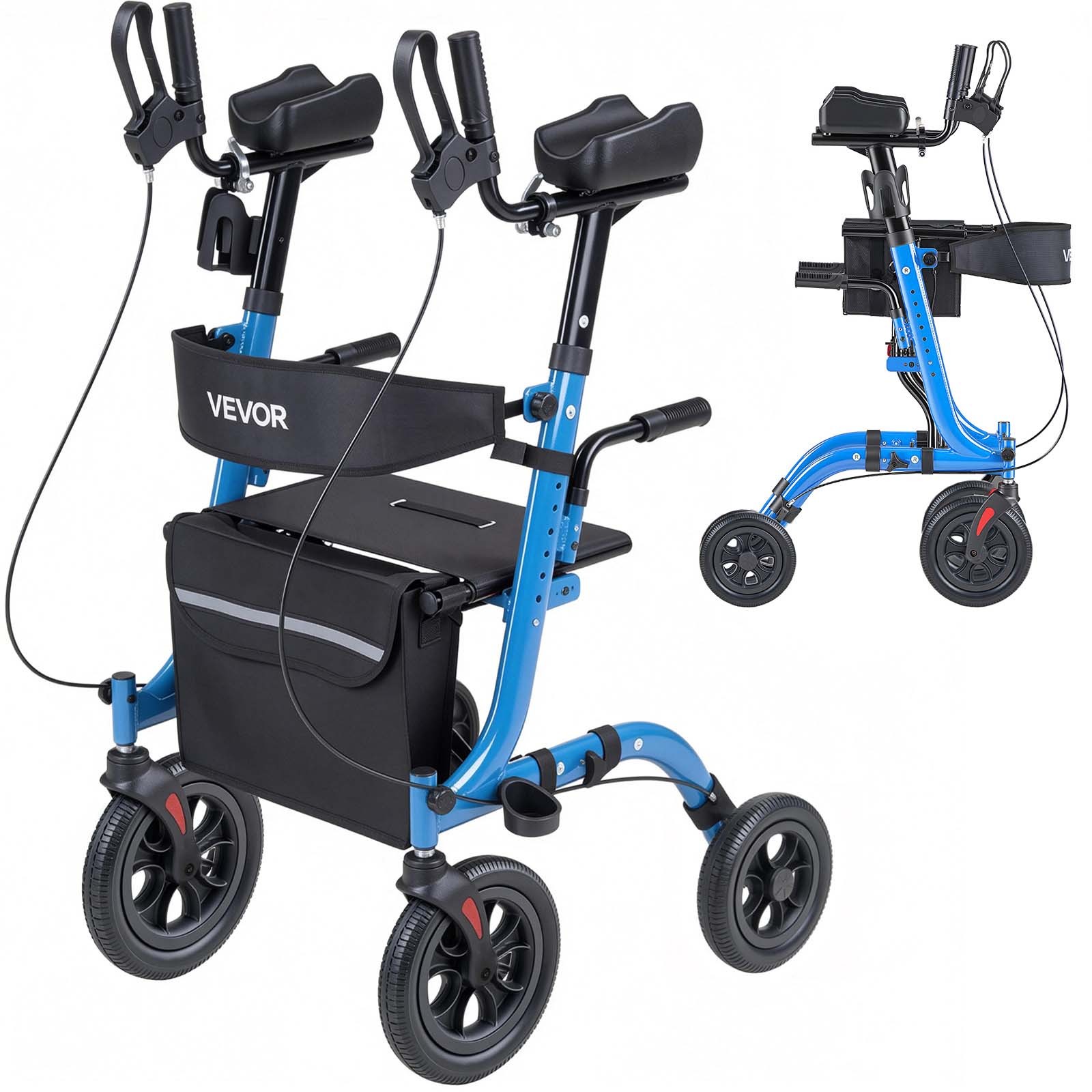 VEVOR Rollator Walker for Seniors Foldable Rolling Walker with PU Solid Wheels