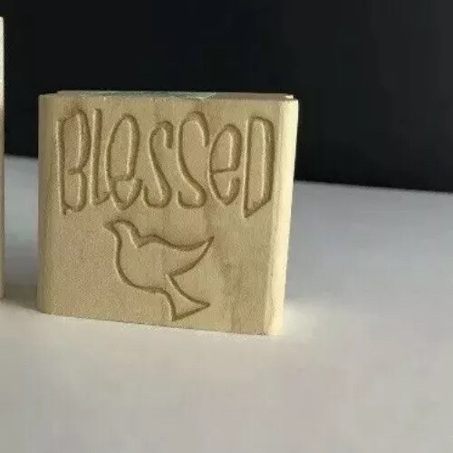 Blessed Wood Mounted Rubber Stamp Mason Row Stamp Card Making Brand New