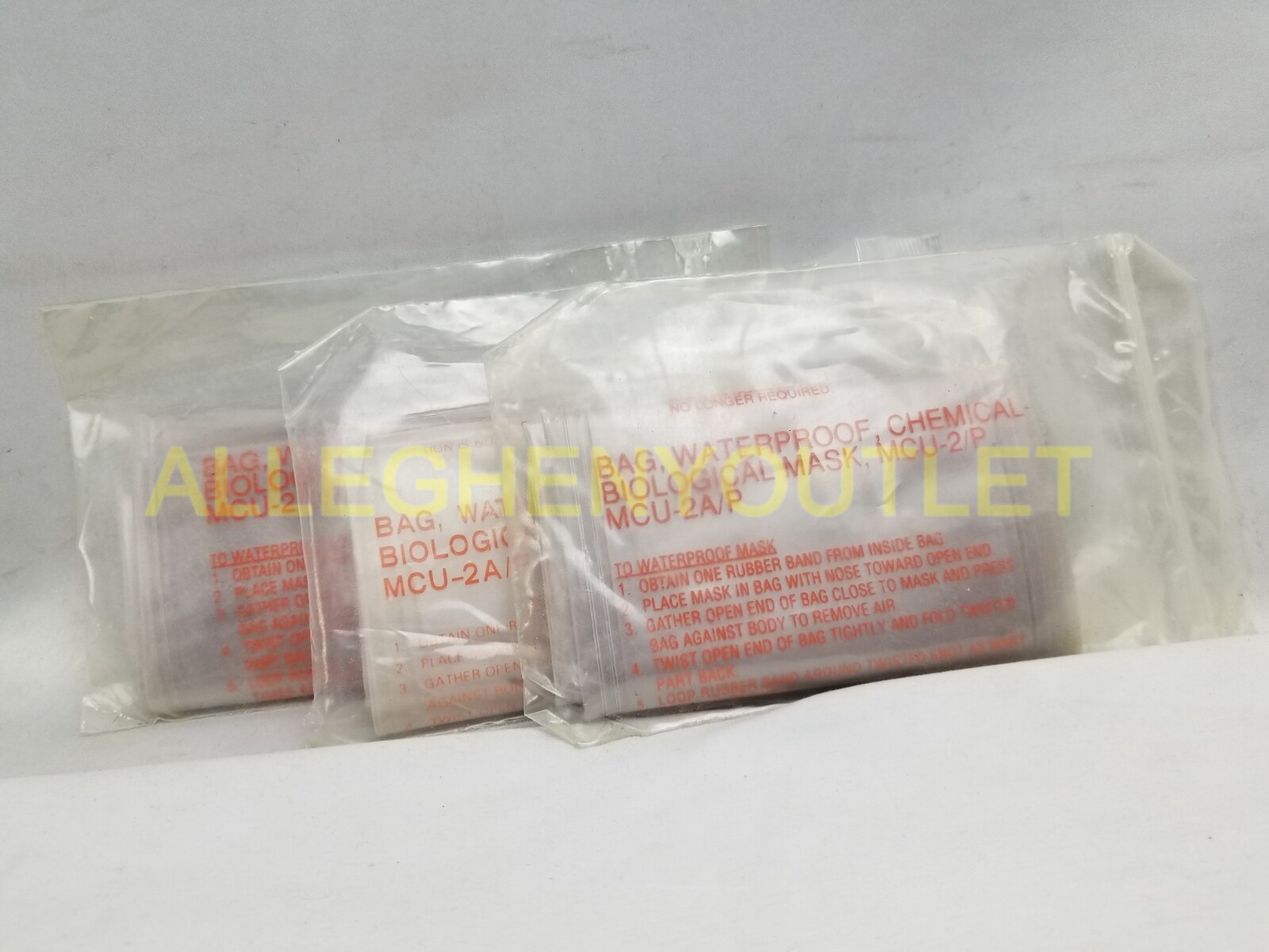 Lot of three (3) US Military Waterproof Gas Mask Dry Bags - New In Bag
