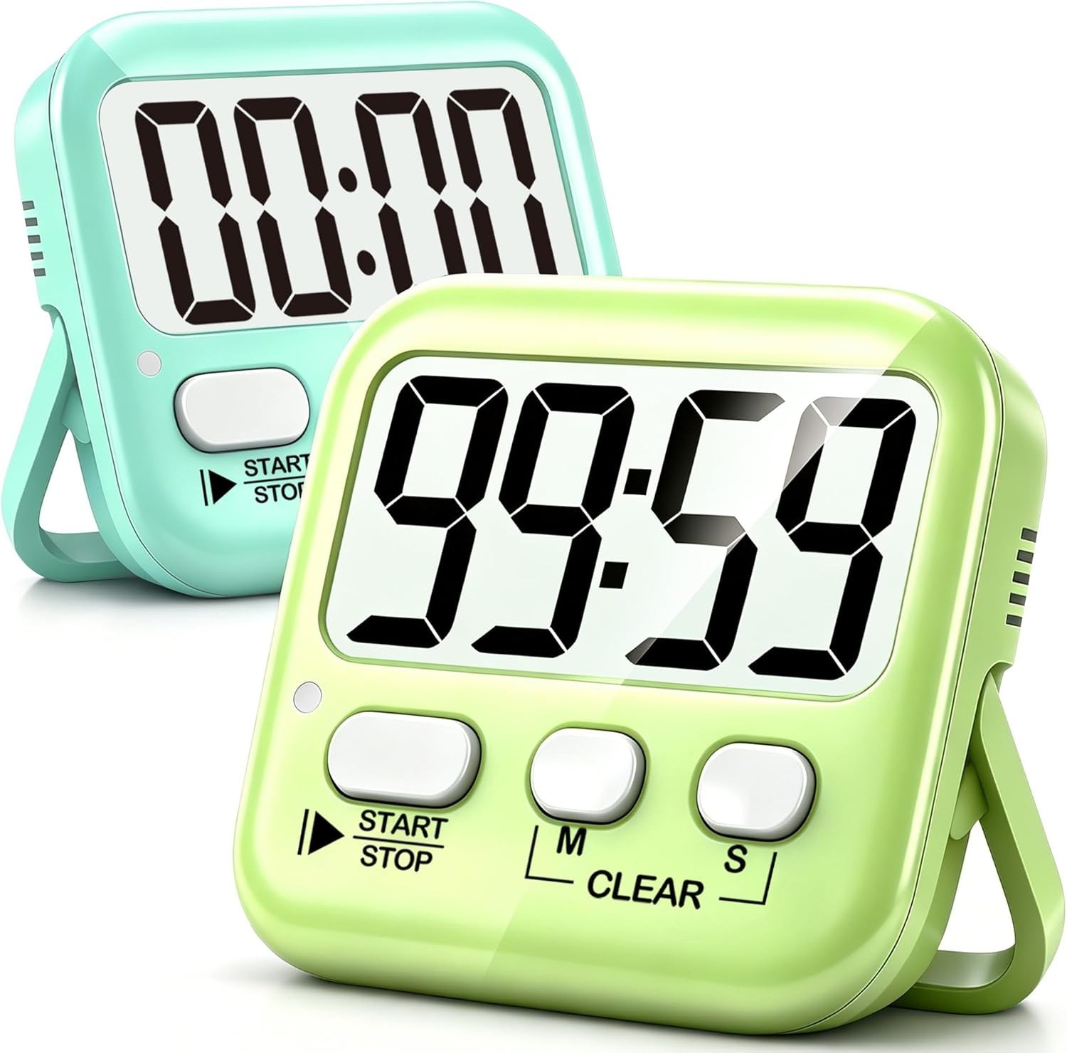 Cute Macaron Digital Timer Set - 2 Magnetic Kitchen & Classroom Countdown Timers