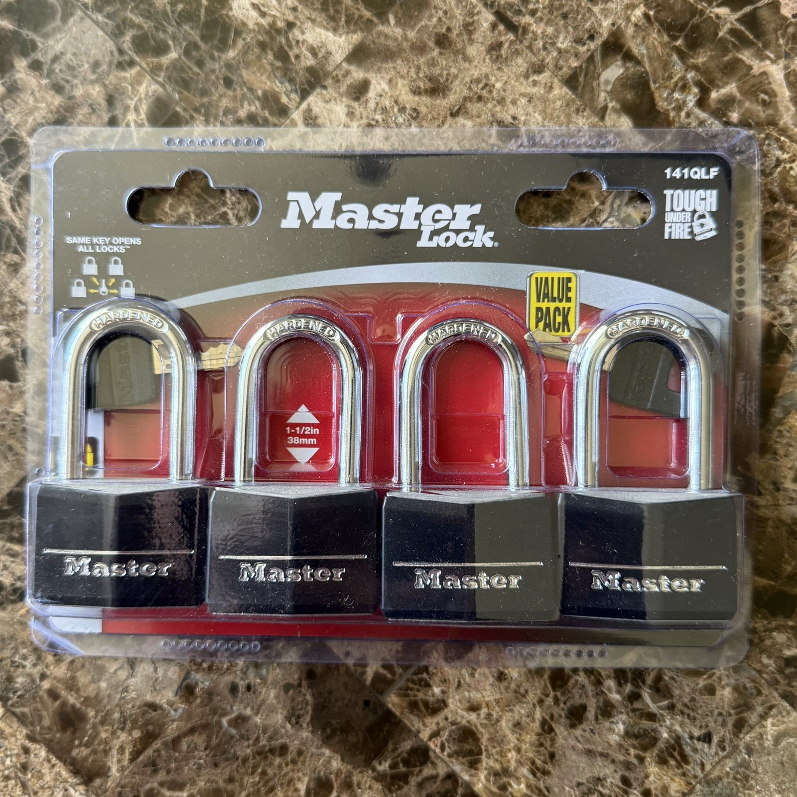 Master Lock Covered Aluminum Padlock (4 PACK) Keyed Alike w/ Keys (NEW) 141QLF