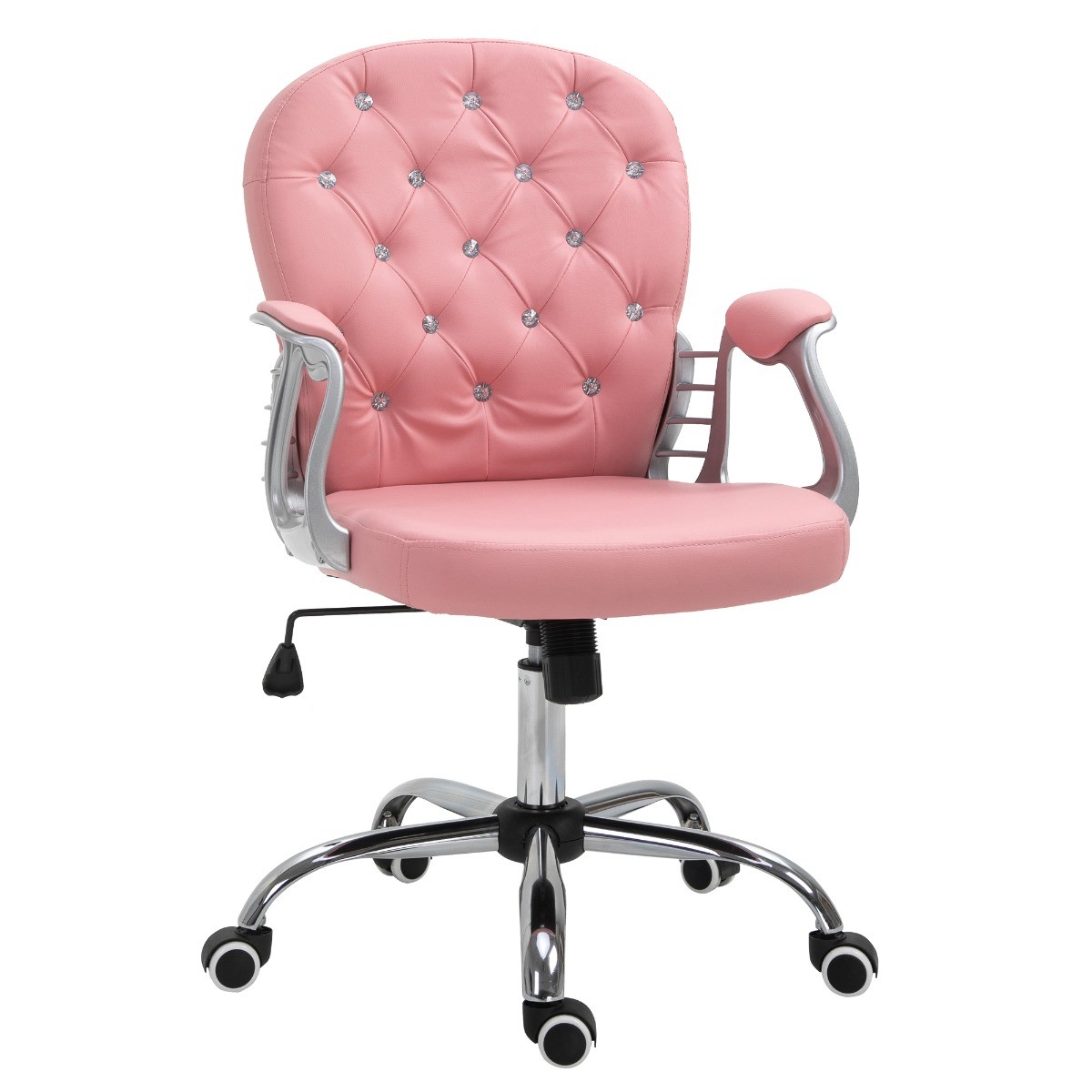 Vanity Mid Back Office Chair Tufted Backrest Swivel Rolling Wheels Task Chair