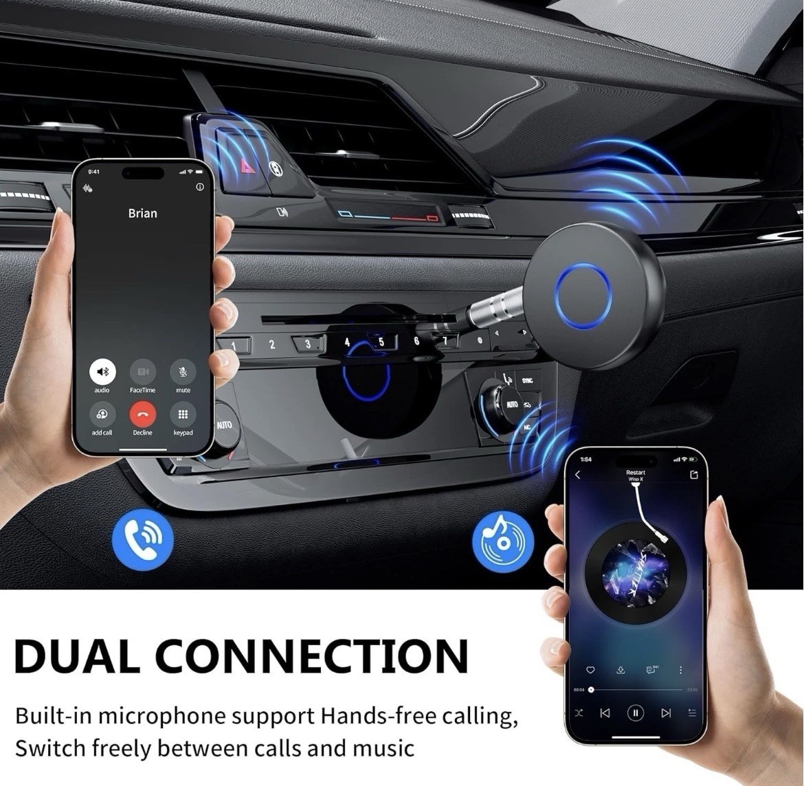 SONRU Bluetooth Aux Adapter for Car, Wireless Audio Receiver, Portable