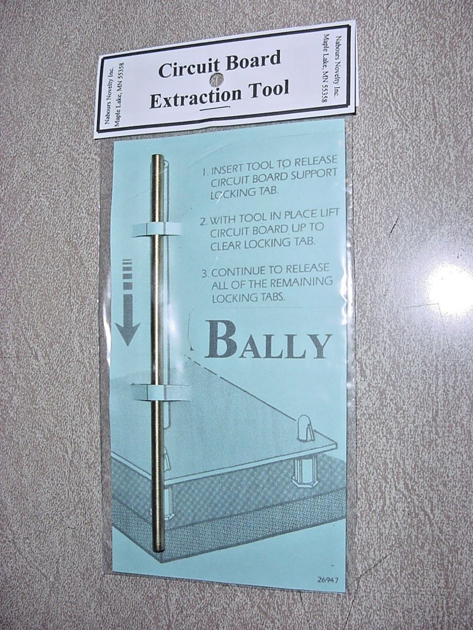 Bally & Stern Pinball, Brass Circuit Board Removal Tool, Genuine Bally.