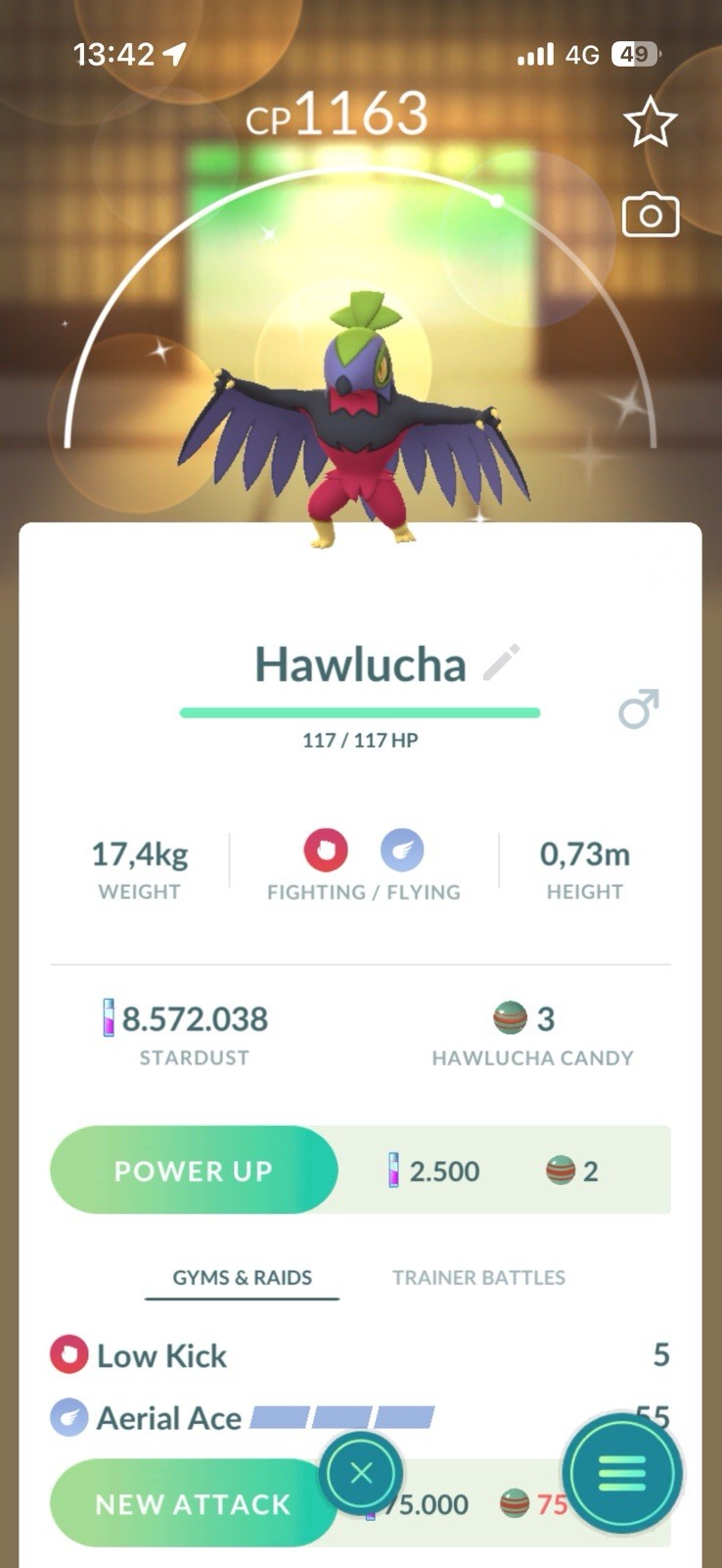 Pokémon Go - Shiny Hawlucha - Trade 1 Million Stardust