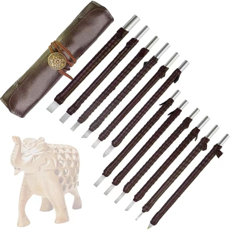 12 Pcs Stone Carving Tool,Tungsten Steel Soapstone Carving Kit,Gravers for Me...