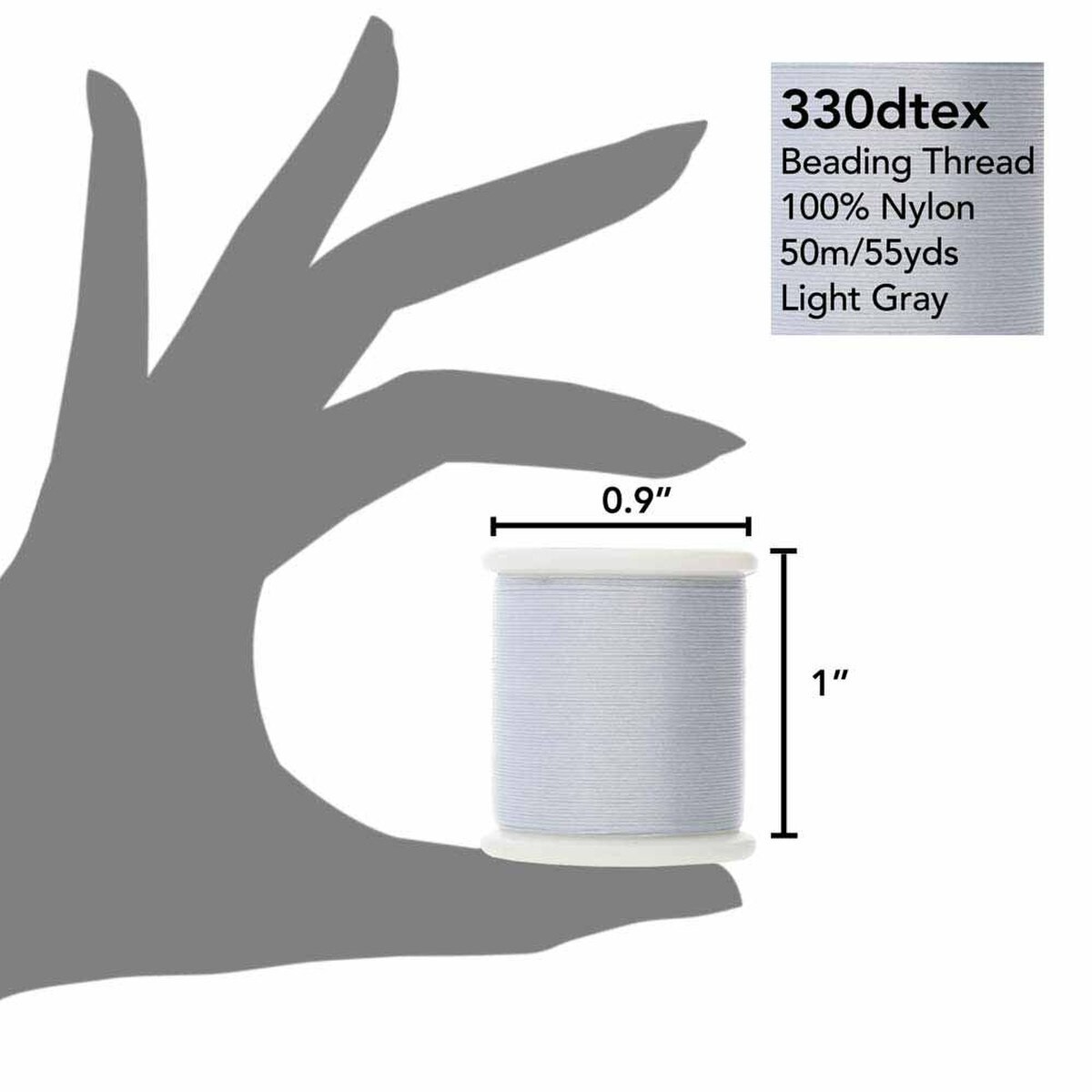 Beading Thread 330dTex K.O. 50 m Spool Light Grey 04GY