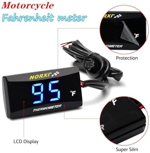 Motorcycle Engine Temperature Meter Fahrenheit, Over-Temperature Alert, Engin...