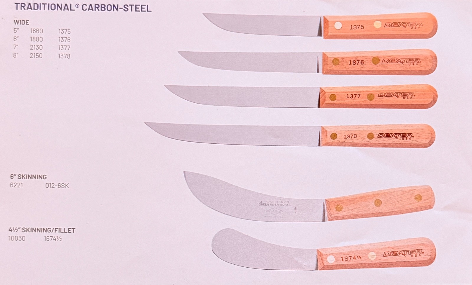 Dexter Russell Traditional Carbon Steel Hunting Fishing Kitchen Knives....U-PICK