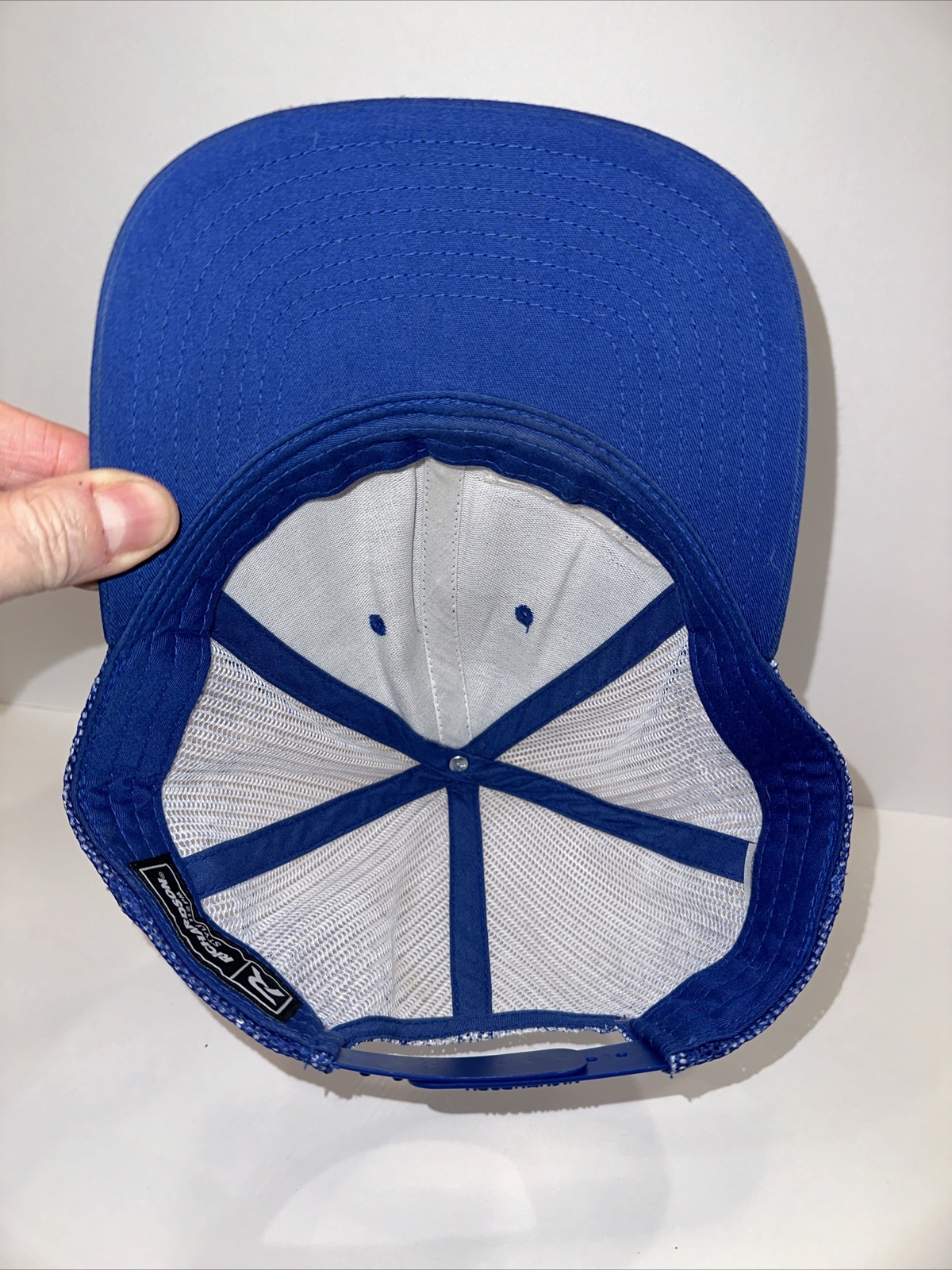BBB Outdoors Blue White Hat Cap Trucker Fabric Mesh Snapback Richardson 112 pm
