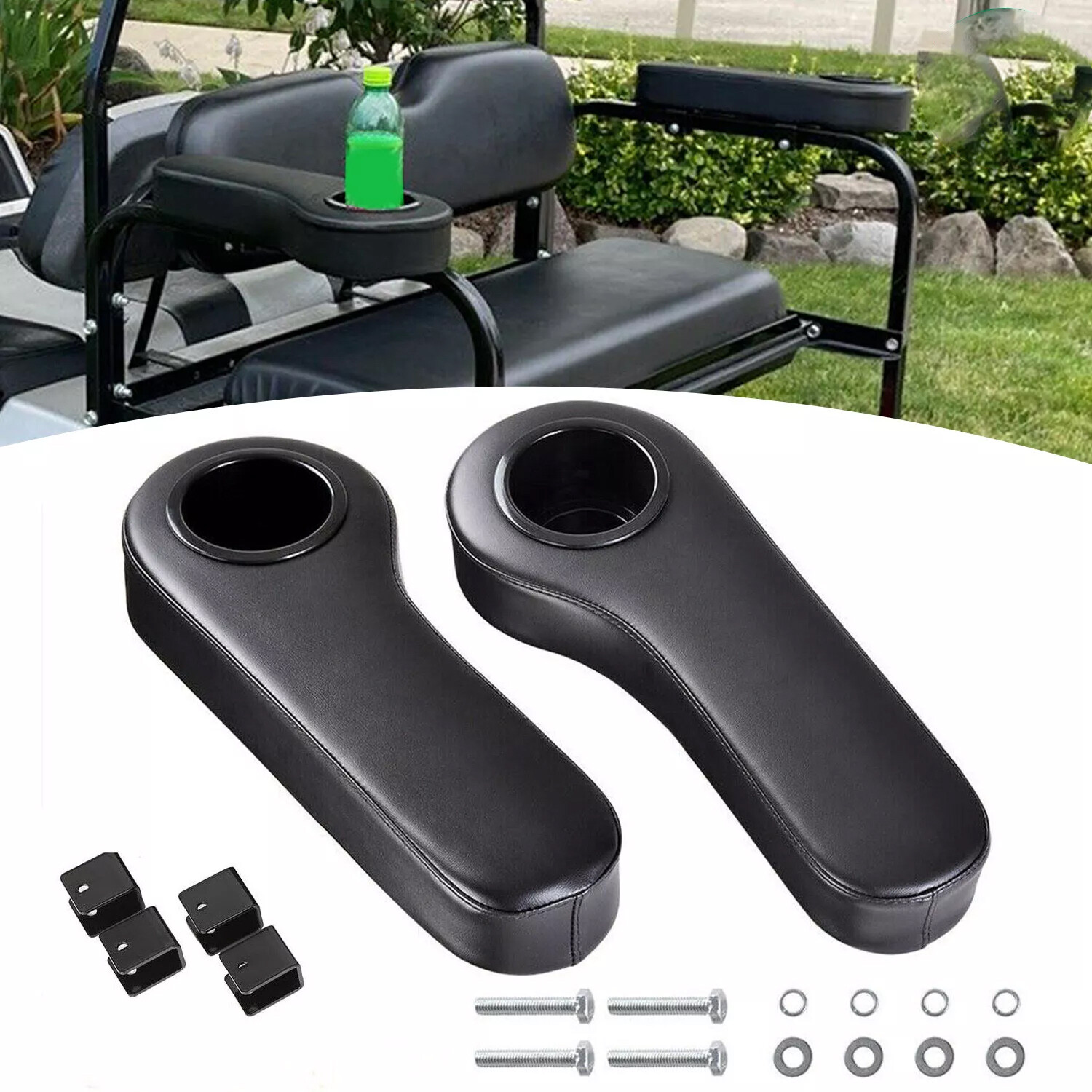 Pair Golf Cart Rear Seat Arm Rest Drink Cup Holder For EZGO Club Car Yamaha