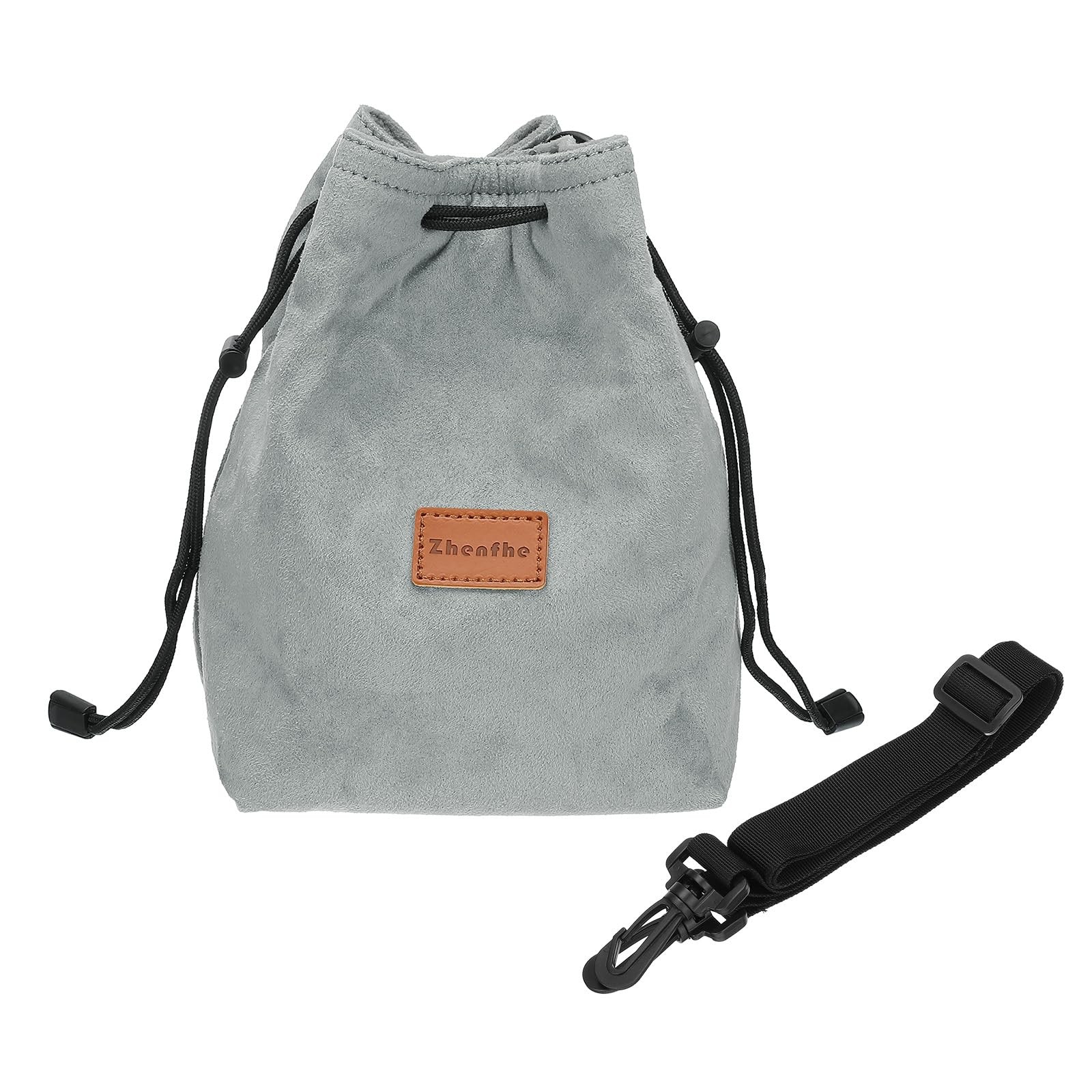 Lens Pouch, S Size Drawstring Lens Case Flannel Lens Handbag Bag with Adjusta...