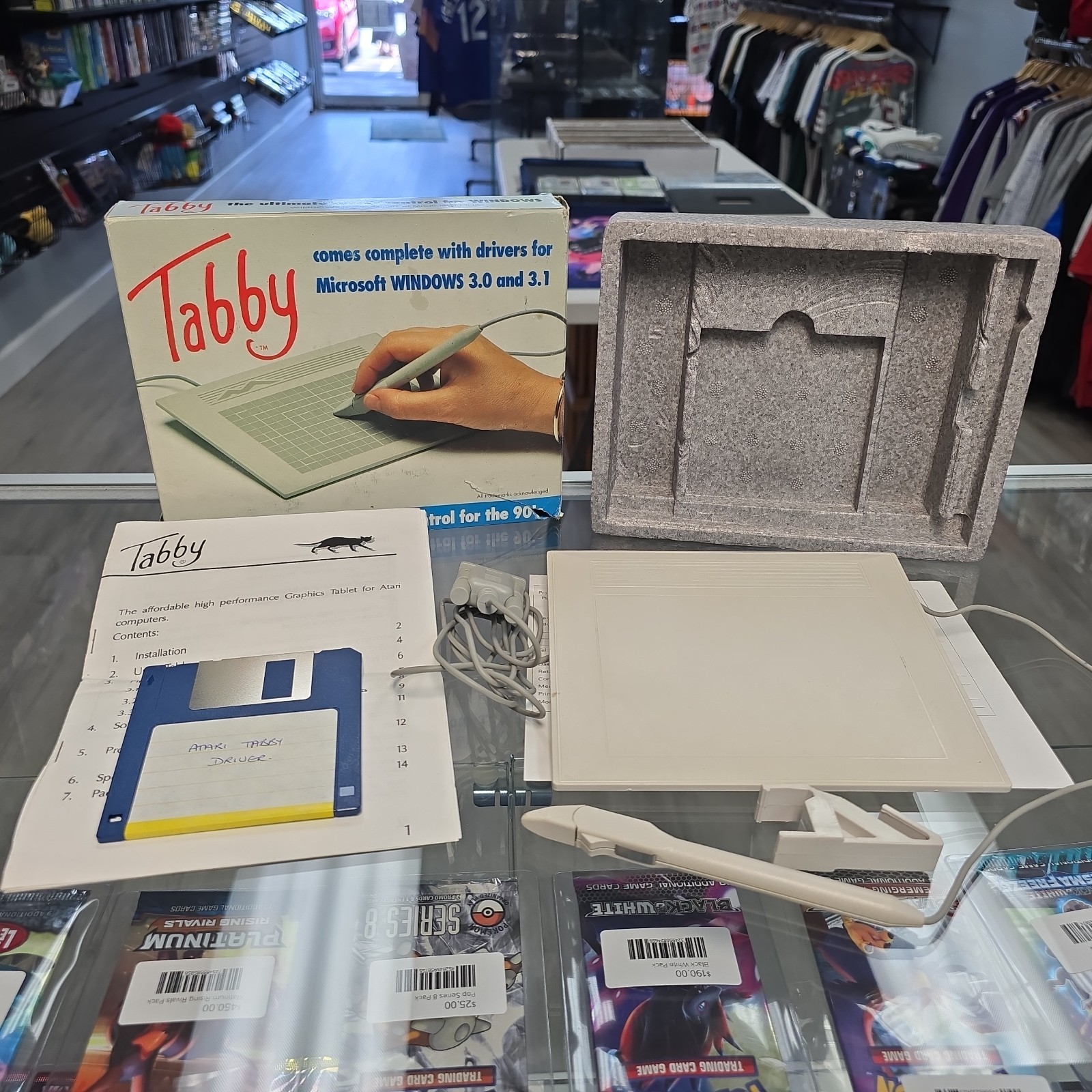 Vintage Tabby Cursor Graphics Tablet W/ Wired Pen In Box For Windows 3.0 & 3.1