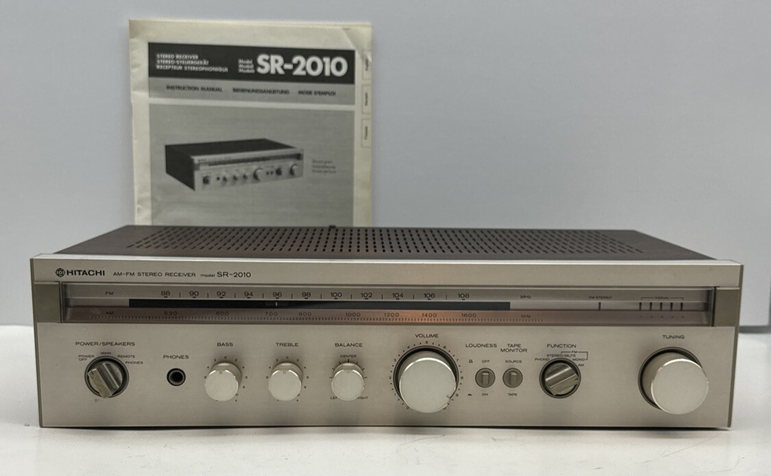 Vintage Hitachi Am-Fm Stereo Receiver Model SR-2010 With Manual Tested