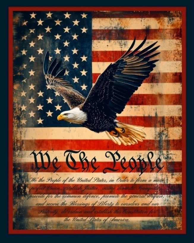 MDG - Patriotic We The People Quilting And Crafting Fabric Panel  🇺🇸🦅