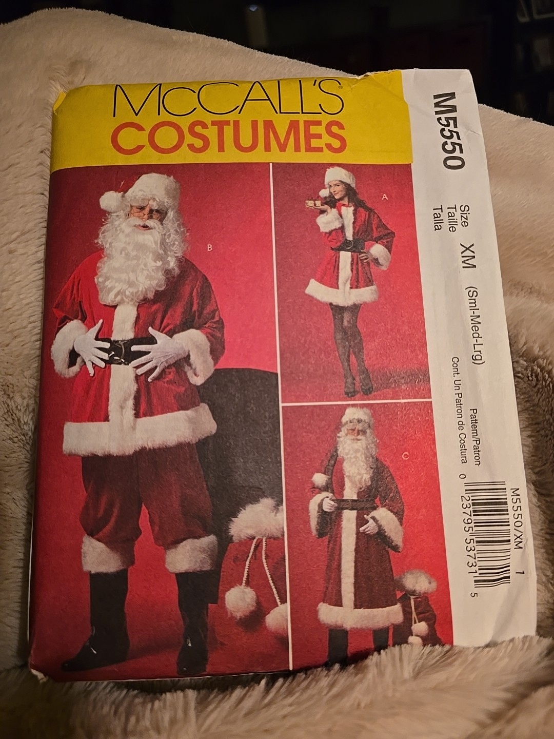 McCall's 5550 Santa & Sexy Mrs. Clause costume pattern, bust 34" to 44", uncut