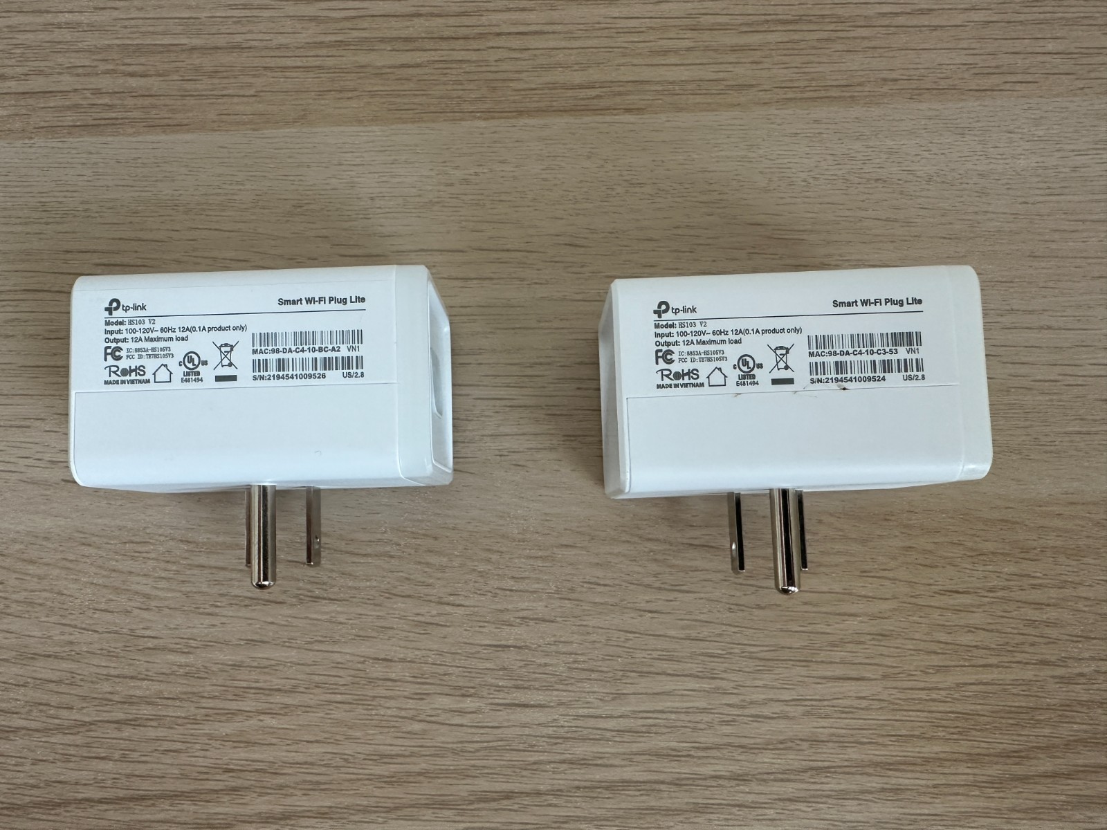 (2) TP-LINK Smart Wi-Fi Plug Lite HS103 v2