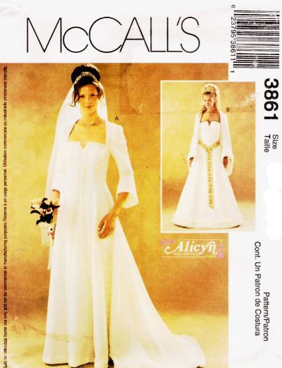 2002 Alicyn Exclusives Wedding Dress Size Choice 12-24 Pattern McCall's 3861 OOP