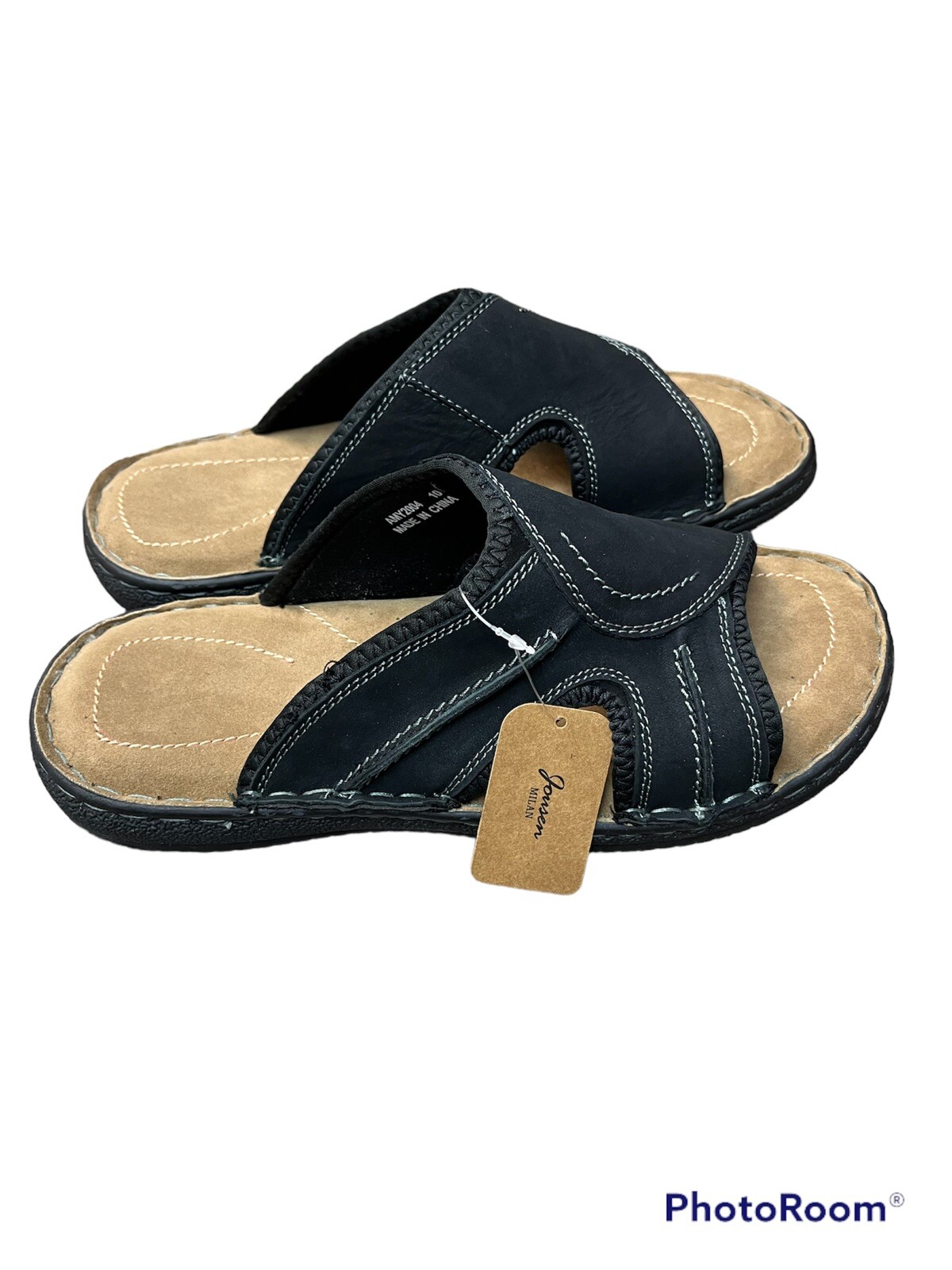 Jousen Men's Milan Leather Sandals Support Flip Flop Outdoor Retro Size 10 (sk88