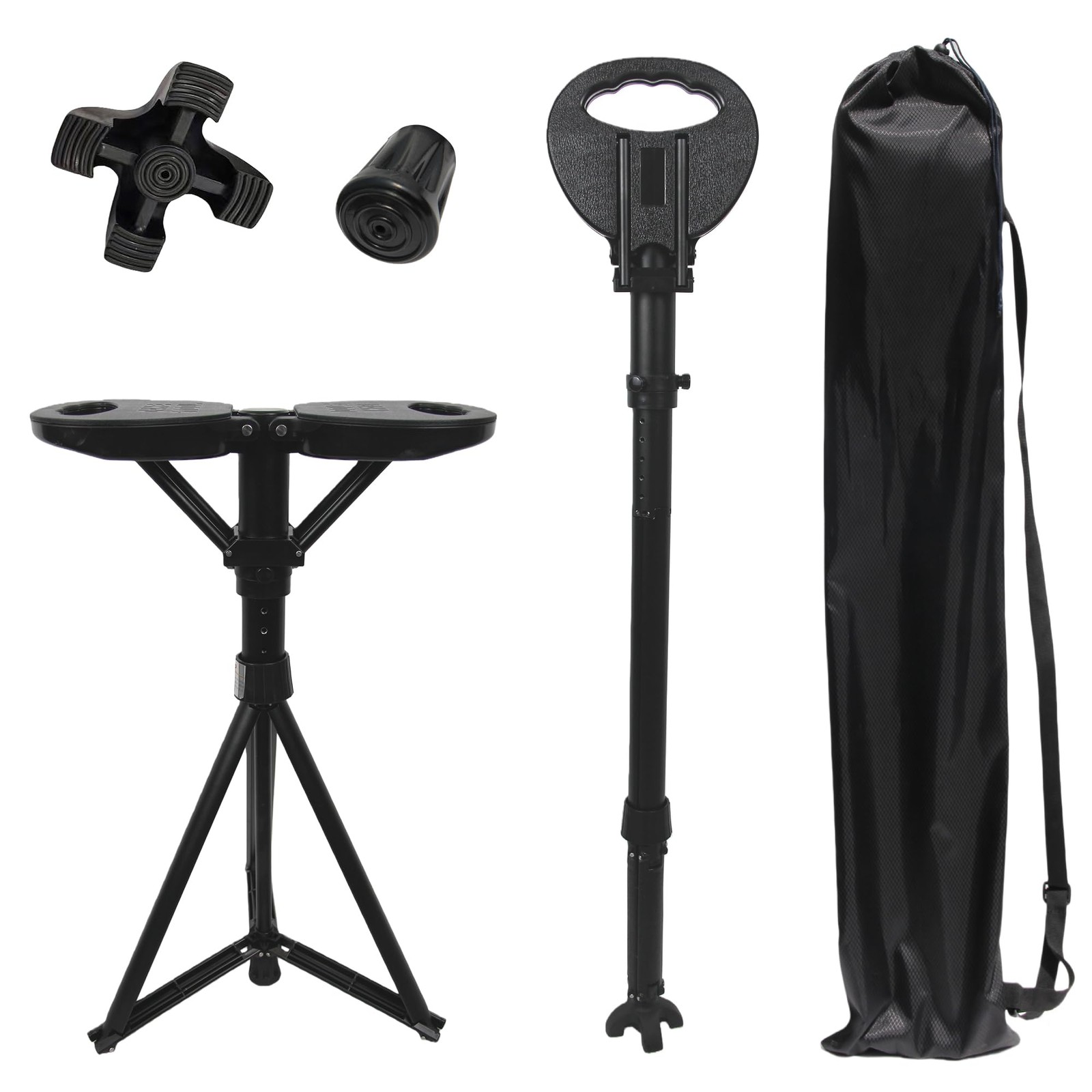 XXL Portable Walking Cane with Seat, Adjustable 34"-37" Foldable Lightweight ...