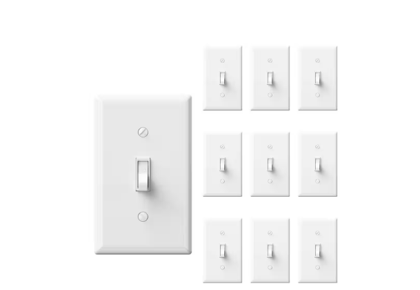 ELEGRP 15 Amp Single-Pole Toggle Light Switch, With Midway Wall Plate White (10-