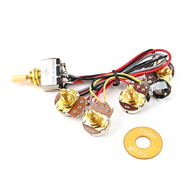 Guitar Wiring Harness 3 Way A250K 2V 2T and Jack Prewired Guitar Wiring Hareness