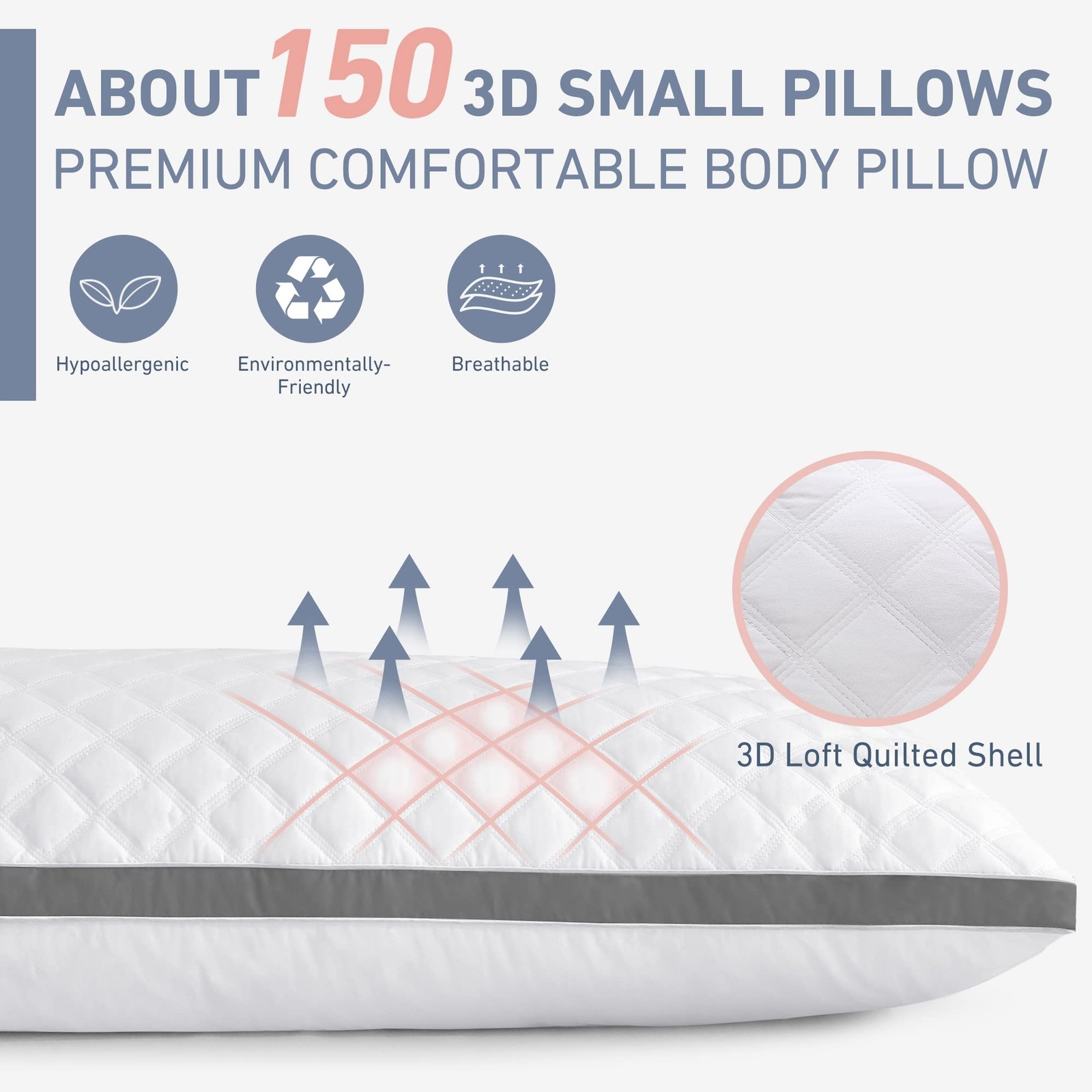 20 x 54 Inch Body Pillow Insert Soft Polyester Full Body Support For Side Sle...