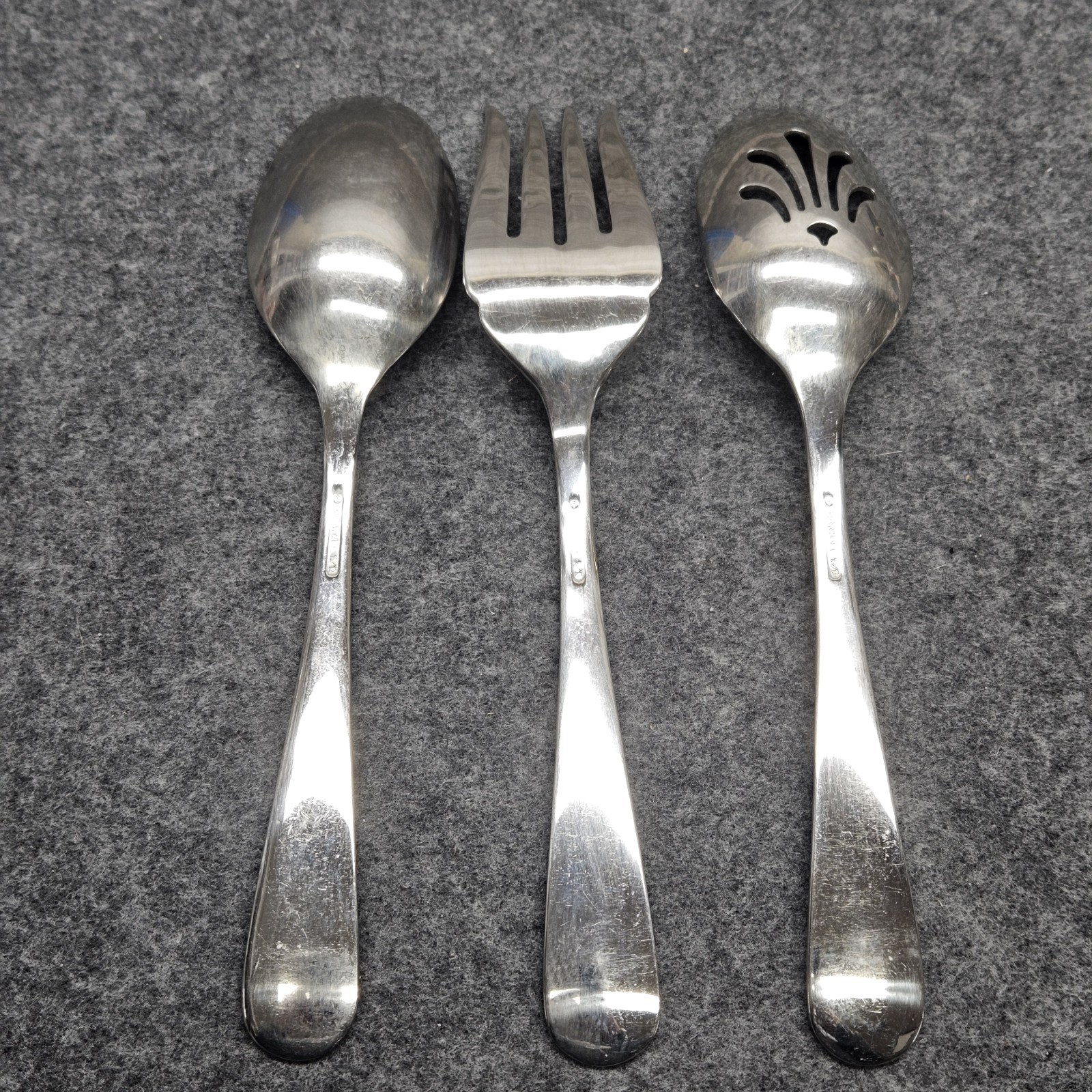 Gorham Braid Serving Hostess Set Spoon Slotted Fork Stainless Flatware Lot (3)
