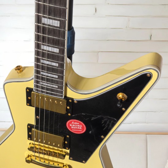 Handmade 6 String cream yellow Electric Guitar 2H Pickups Mahogany body and neck