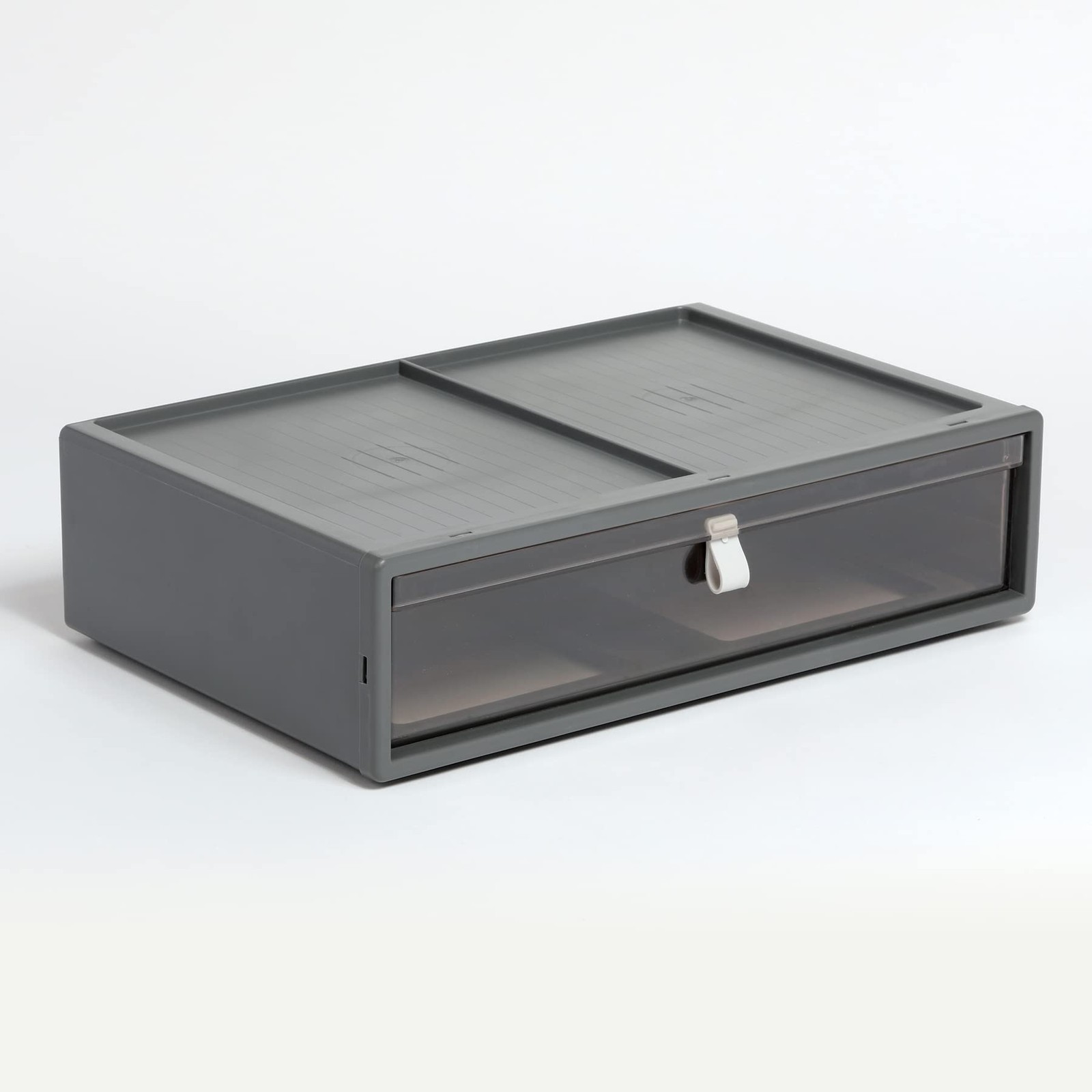 Stackable Drawer, Durable Plastic, Silicon Handles, Tinted Drawers, Single, G...