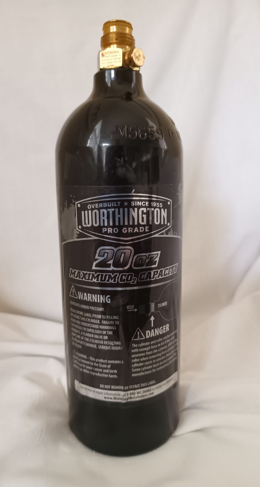 Worthington Pro Grade 20oz Refillable CO2 Paintball Cartridge In Black
