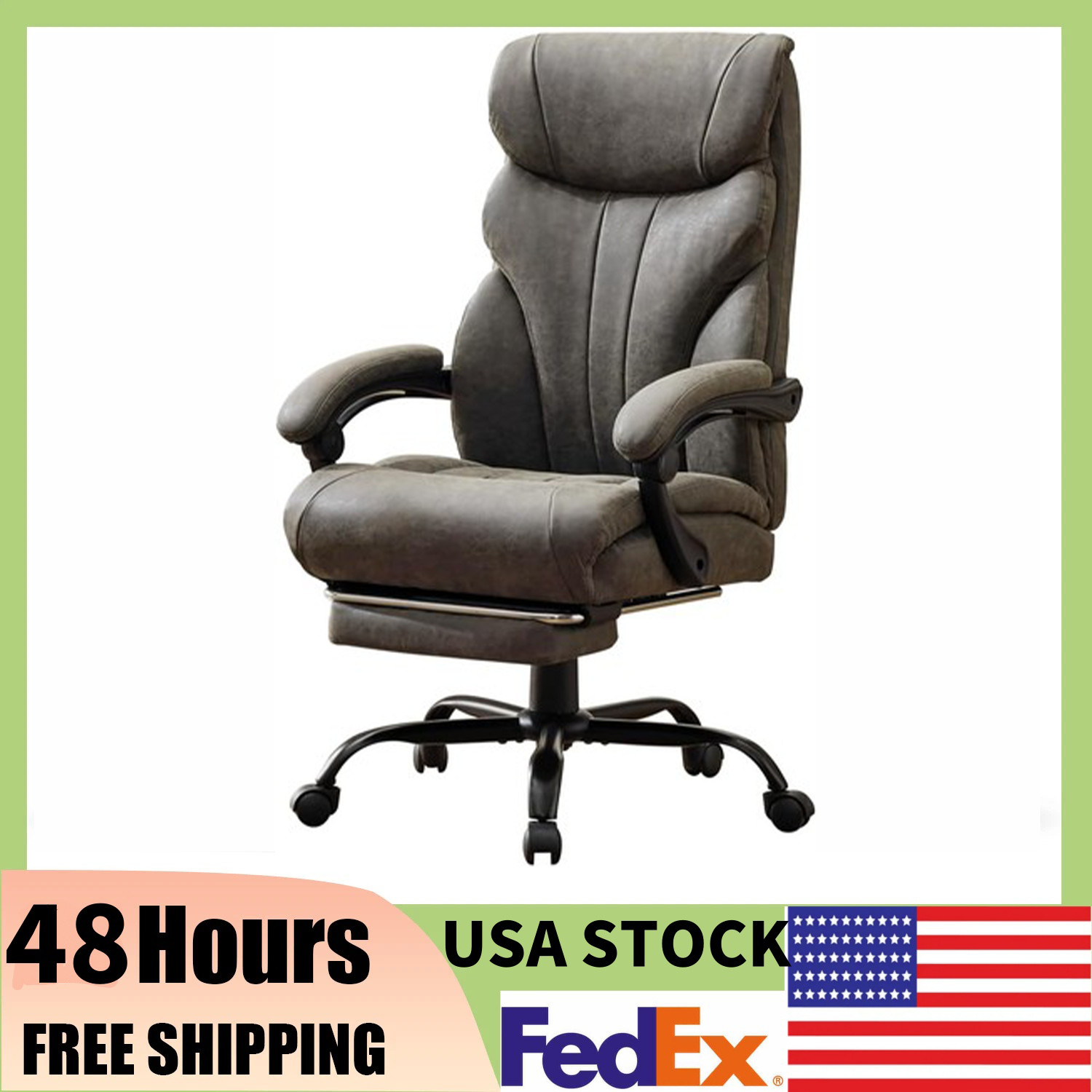 500LB Ergonomic Office Chair for Big & Tall Users Adjustable w/Footrest,Wide Sea