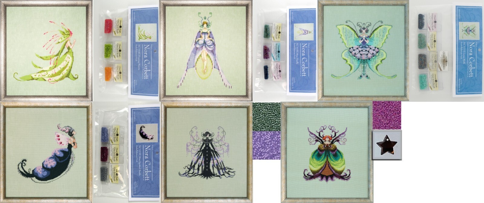 Nora Corbett FLUTTERING FASHION COLLECTION Pattern, Bead Packs  YOU CHOOSE!