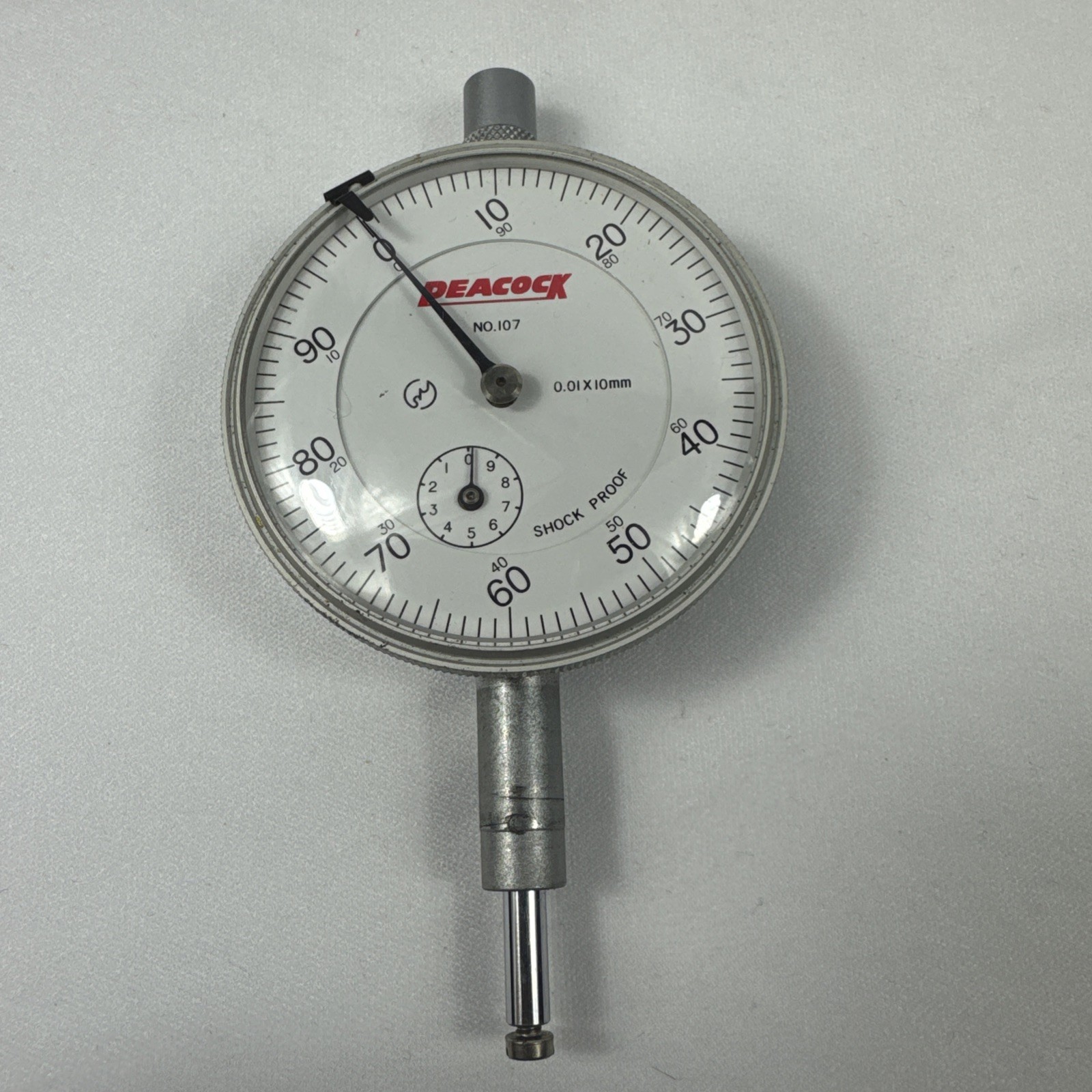Peacock 107-F Dial Indicator Gauge 0.01mm 10mm Shock Proof Japan w/ Box