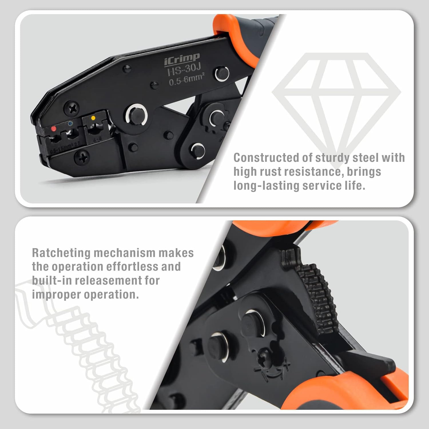 Icrimp Ratchet Wire Crimping Tool Set W/ 5 Interchangeable Jaws | for Insulated