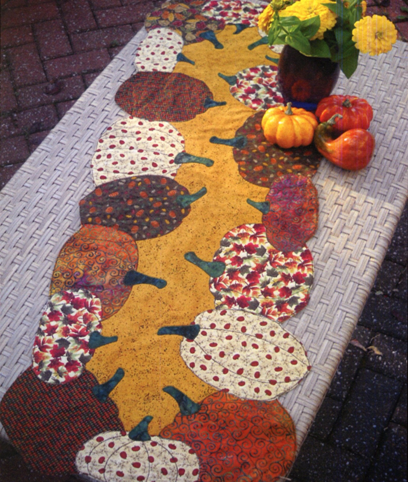Pumpkins All Around Table Runner Quilt Pattern Quilted Garden Designs 20 x 40